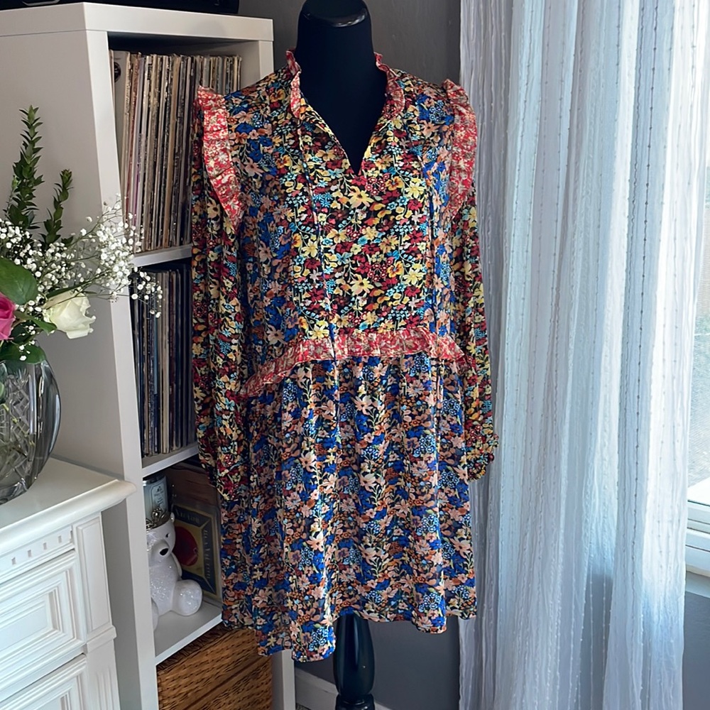 Code Mode Mixed Floral Print Dress, size L